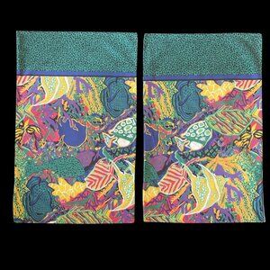Vintage J. Kee Sheridan Pillowcases Vibrant Abstract Sea Life Patterns Beachy